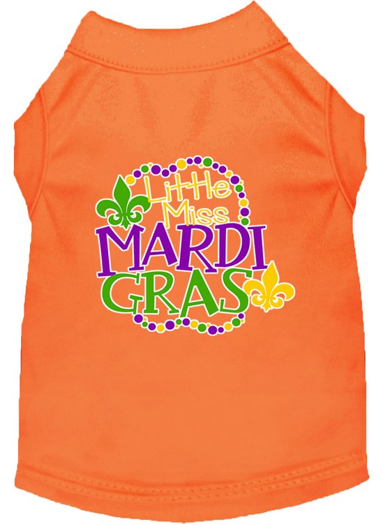 Miss Mardi Gras Screen Print Mardi Gras Dog Shirt Orange Med